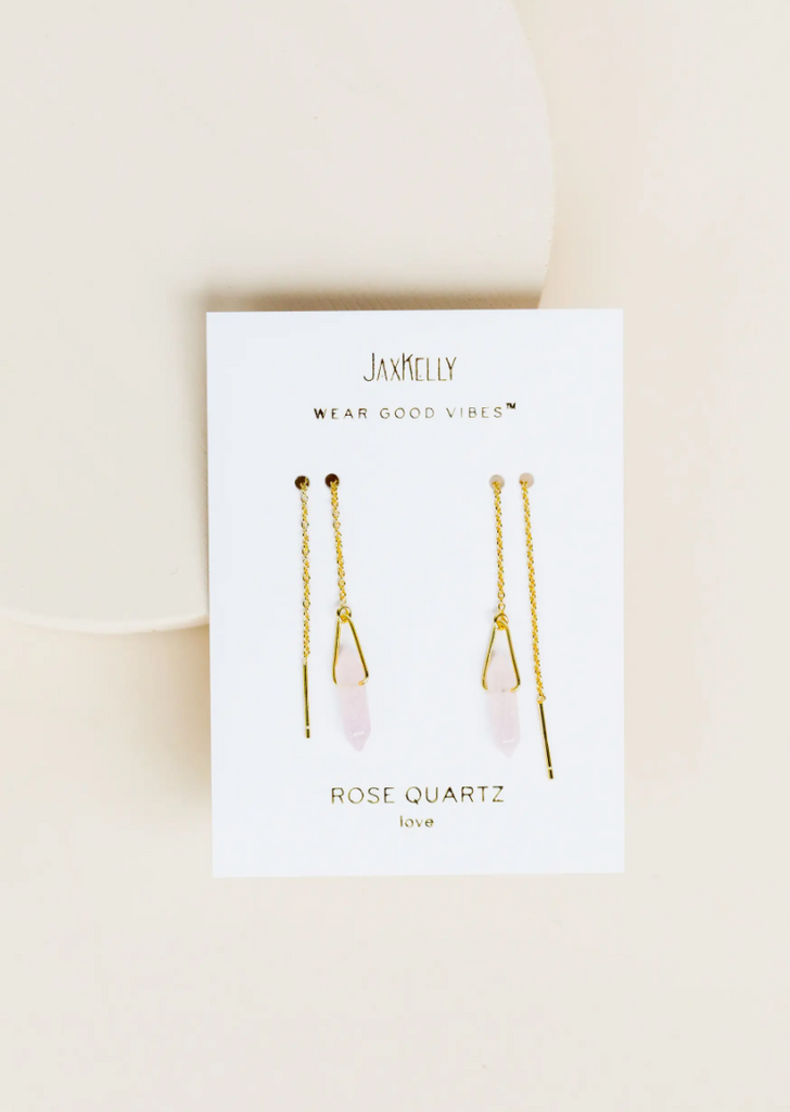 Rose Quartz Threader Earrings
